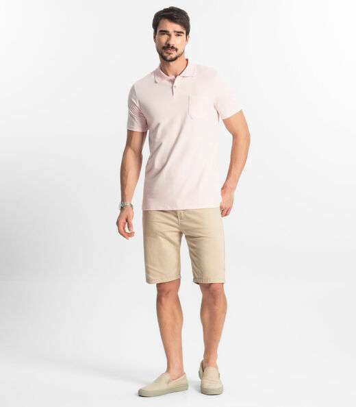 Polo Masculina Com Bolso Cotton Leve Diametro Rosa