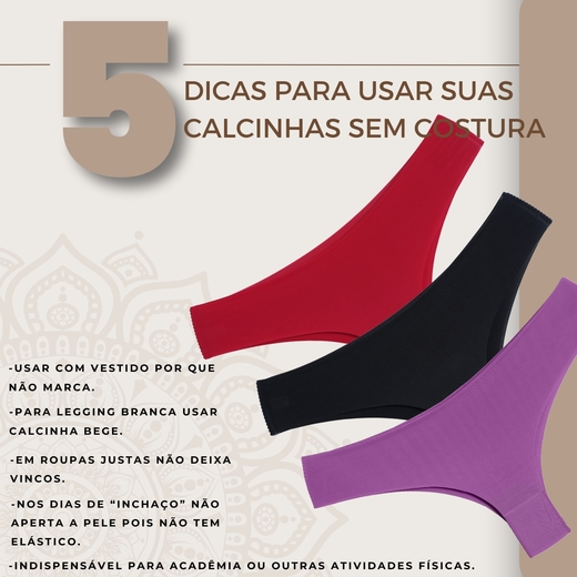 Kit Calcinha Feminina 10 Pçs Sem Costura Tanga Não Marca