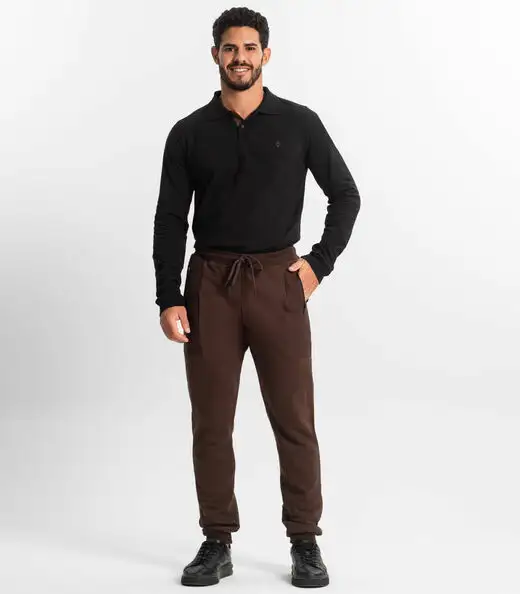 Calça Masculina Em Moletinho Diametro Marrom