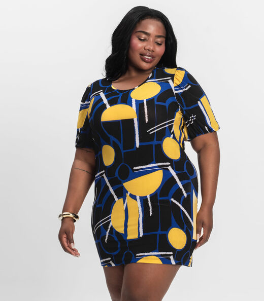 Vestido Malha Fria Plus Infinita Cor Azul