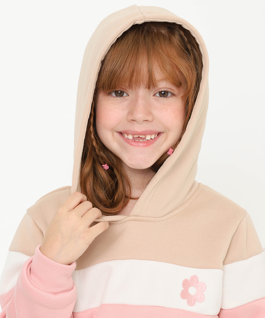 Conjunto Infantil Moletom Bordado Marisa Tam 4 a 10 Rosa