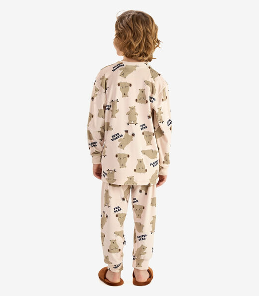Pijama em Fleece Comfort Rovi Kids Bege