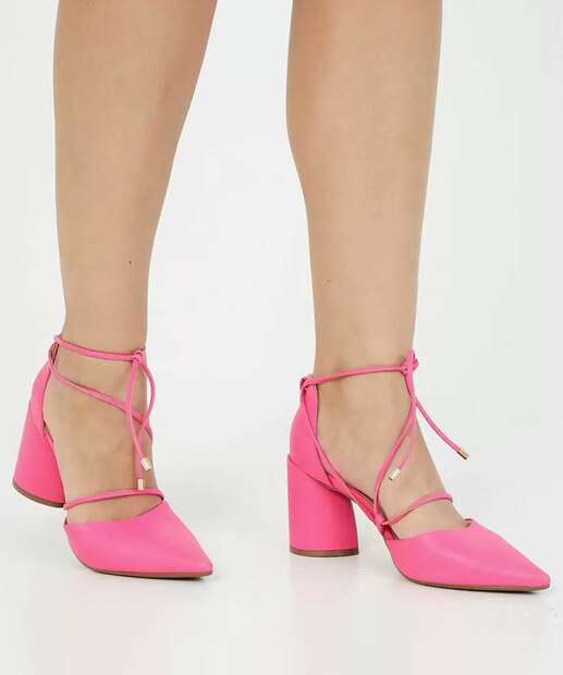 Scarpin Feminino Salto Grosso Amarração Bebecê
