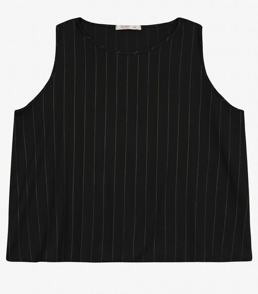 Regata Feminina Plus Size em Visco Secret Glam Preto