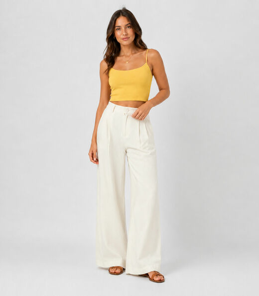 Blusa de Alça Feminina Tecido Henera Infinita Cor Amarelo