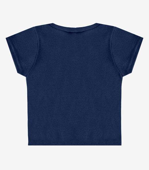 Blusa Básica Infantil Manga Curta Lisa Soletex Azul
