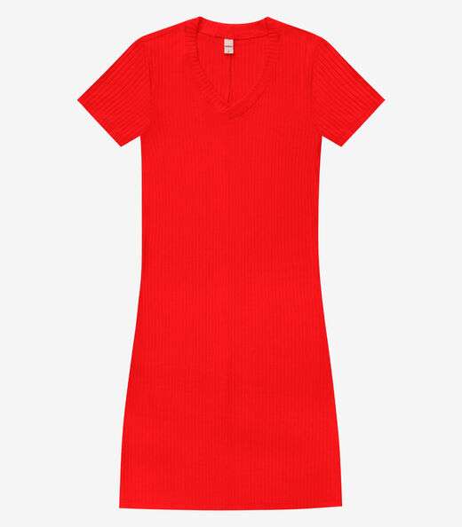 Vestido Feminino Em Ribana Canelada Rovitex Laranja