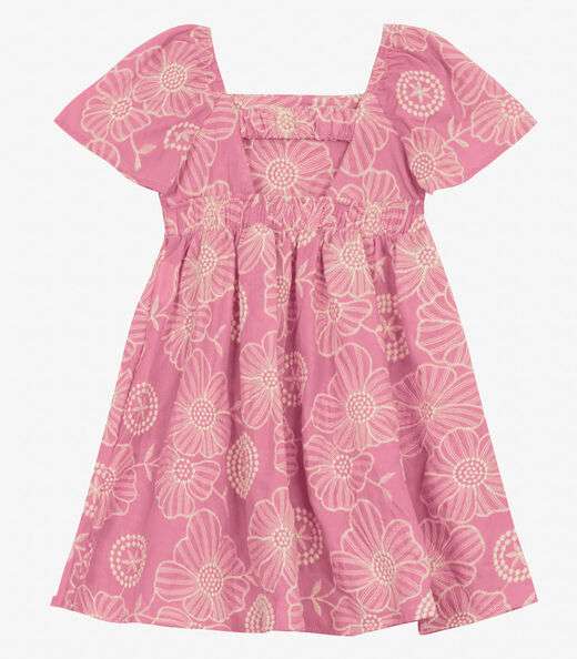 Vestido Infantil em Algodão Flor Trick Nick Rosa
