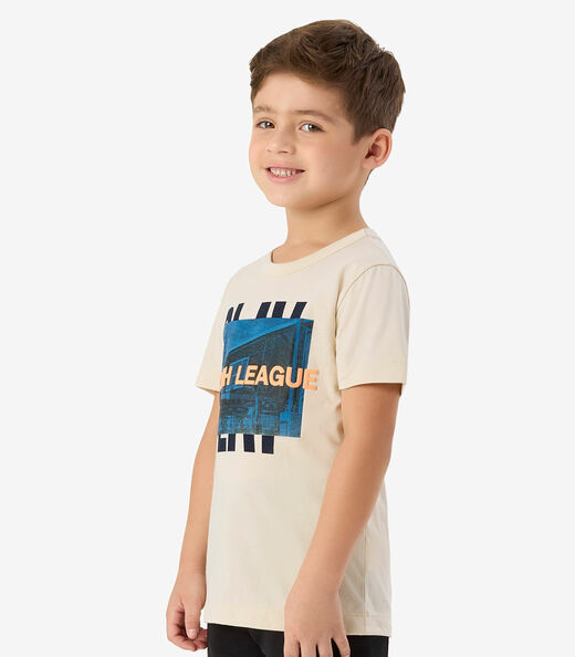 Camiseta Meia Malha Infantil Rovi Kids Bege