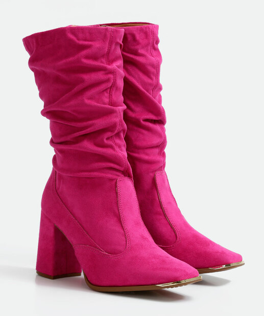 Bota Feminina Cano Alto Franzido Salto Grosso Vizzano 
