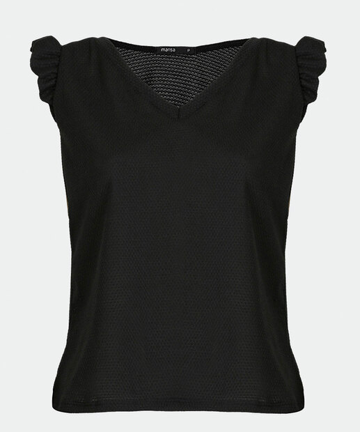 Blusa Regata Feminina Textura Babado Marisa 