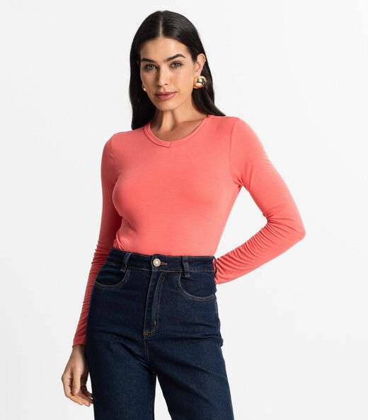 Image_Blusa Manga Longa Decote V Básica Select Rosa