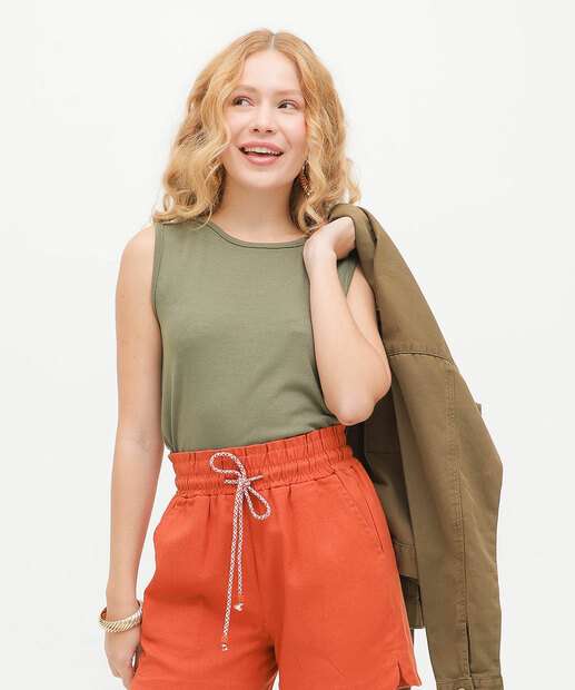 Blusa Feminina Canelado Sem Manga Marisa