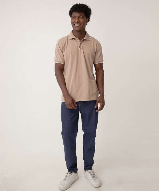 Polo Masculina Mescla Manga Curta Marisa Bege