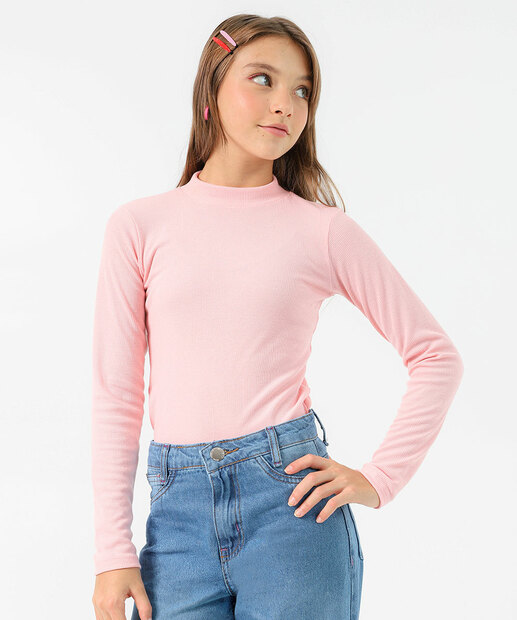 Image_Blusa Juvenil Canelada Gola Média Marisa Tam 10 a 16 Rosa
