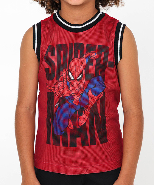 Regata Infantil Tela Homem Aranha Tam 4 a 10 Vermelho