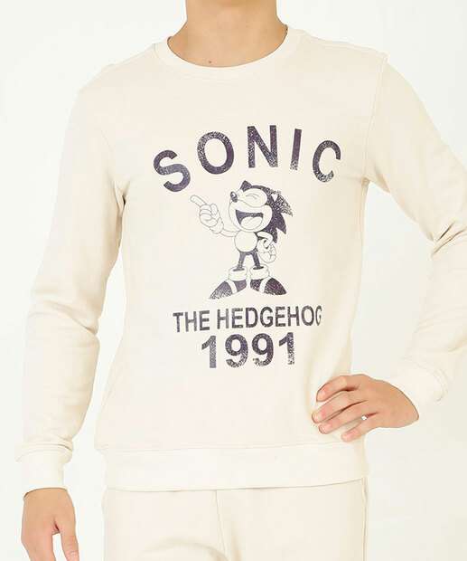 Blusão Juvenil Moletom Flanelado Sonic Tam 10 a 16