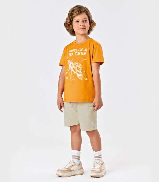 Conjunto Infantil Camiseta Com Bermuda Trick Nick Amarelo
