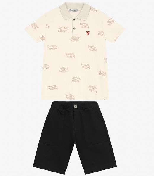 Conjunto Polo com Bermuda Trick Nick Off White