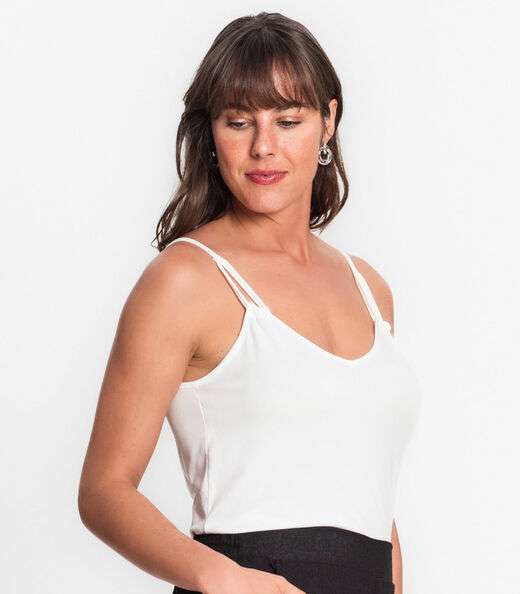 Blusa De Alça Semi Acabada Malha Delicate Rovitex Bege