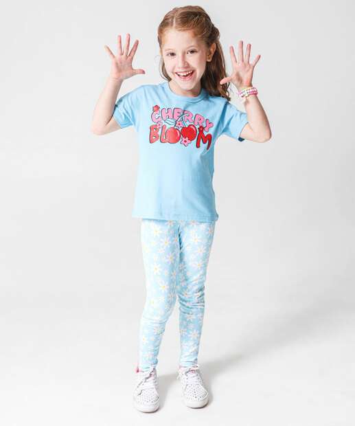 Camiseta Infantil Estampa Cereja Marisa Tam 4 a 10 Azul