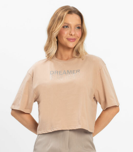 T- Shirt Feminina Meia Malha Rovitex Marrom