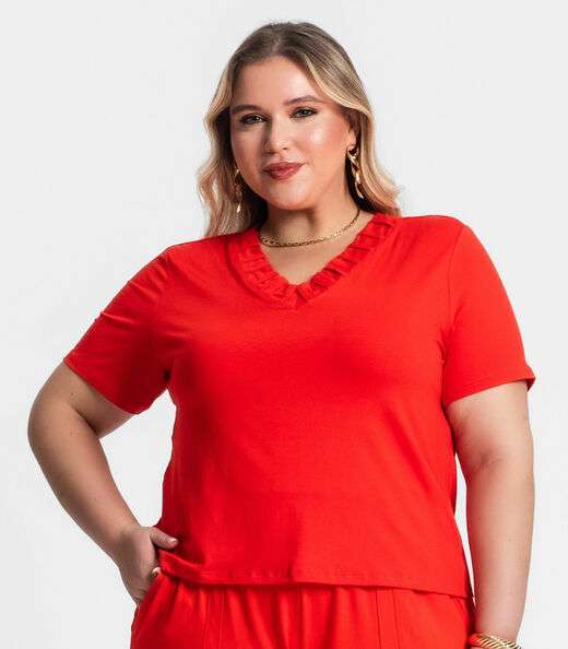 Conjunto Blusa Com Short Viscotorcion Secret Glam Laranja