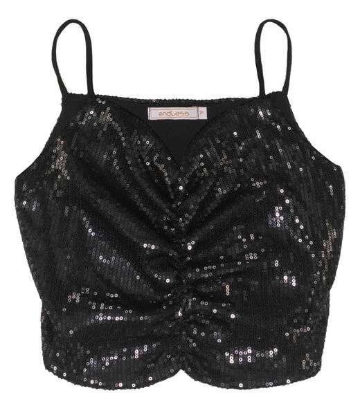 Top Cropped Em Paetê Endless Preto