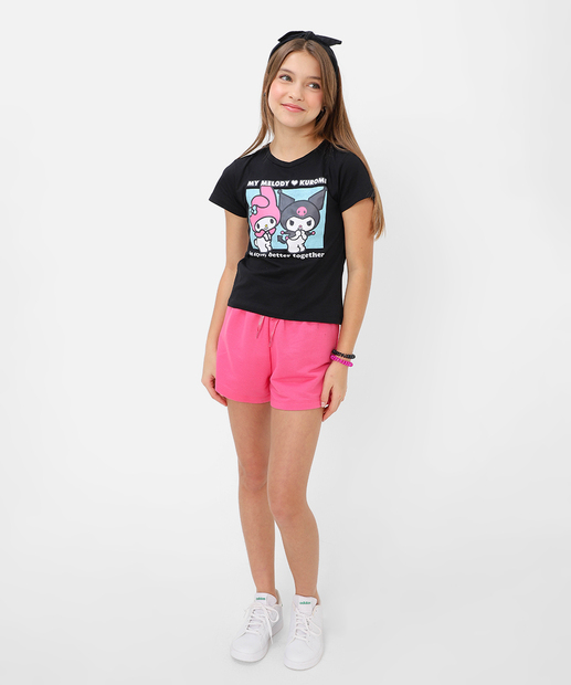 Blusa Juvenil Kuromi Kit Tam 10 a 16 Preto