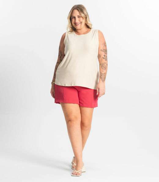 Regata Feminina Plus Size Secret Glam Bege