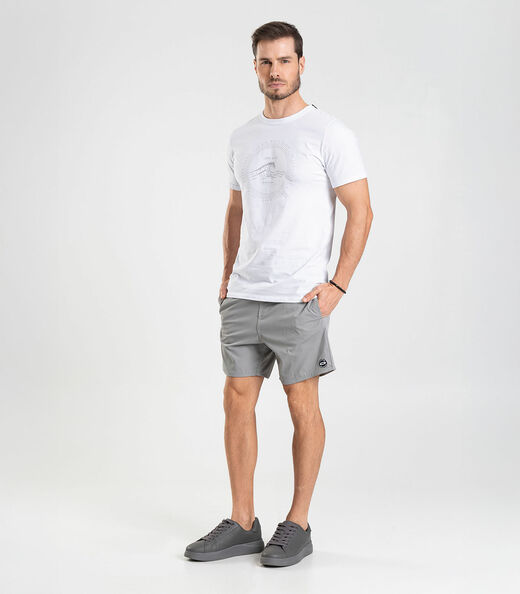 Bermuda Masculina De Microfibra Sarjada Long Bong Cinza