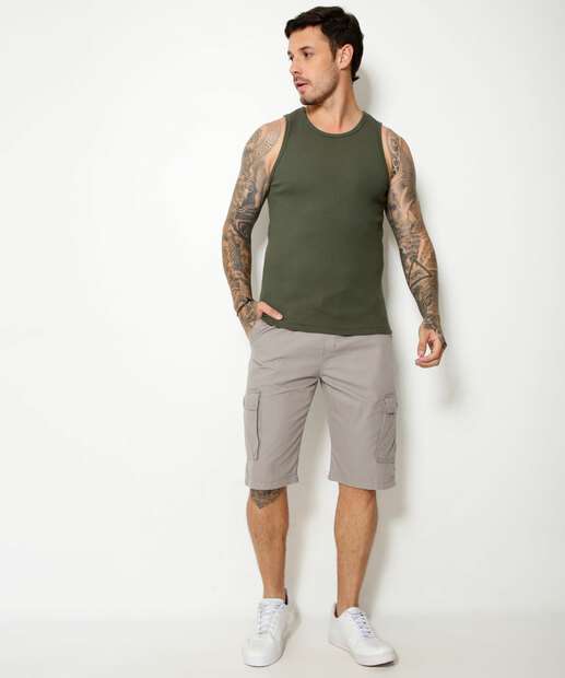 Bermuda Masculina Sarja Bolsos Cargo