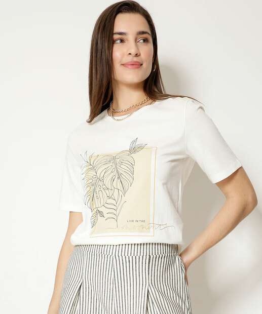 Image_Blusa Feminina Estampa Folha Manga Curta Marisa