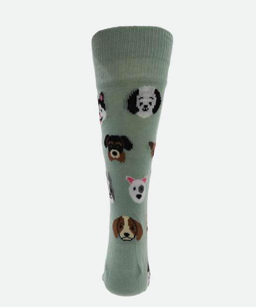Meia Masculina Cano Longo Cachorros Marisa Verde
