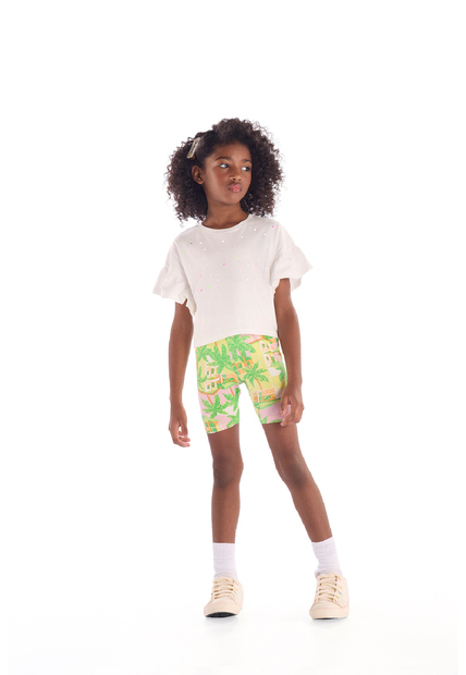 Blusa Infantil Manga Franzida Strass Quimby