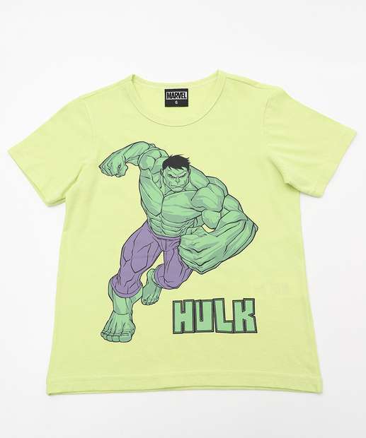 Camiseta Infantil Hulk Marvel Tam 4 a 10 Verde