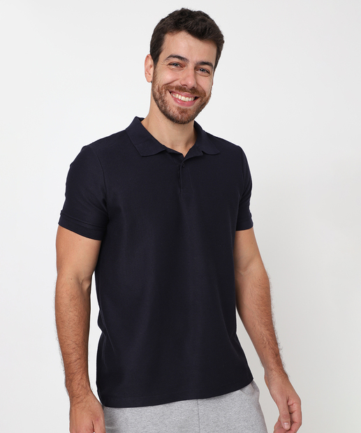 Image_Polo Masculina Textura Manga Curta MR Azul