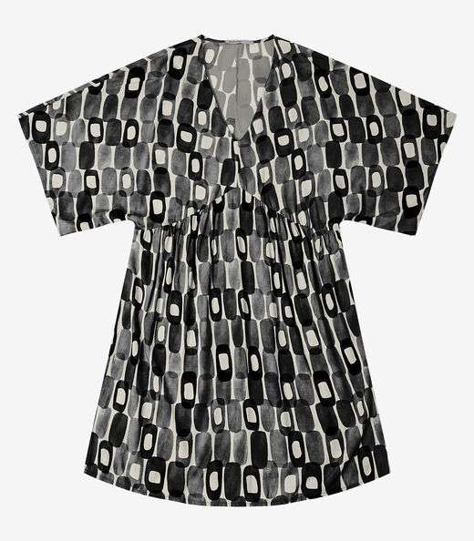 Vestido Curto Feminino Estampado Decote V Endless Preto