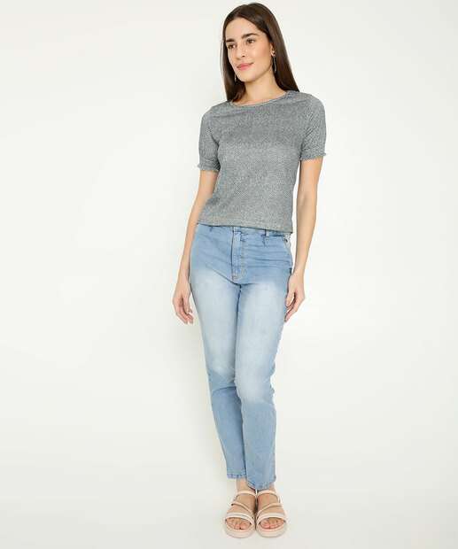 Blusa Feminina Manga Curta Estampa Poá Marisa