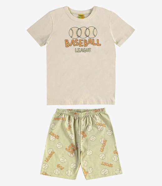 Pijama Meia Malha Rovi Kids Bege