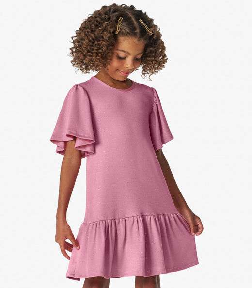 Vestido Infantil em Malha Star Shine Trick Nick Rosa