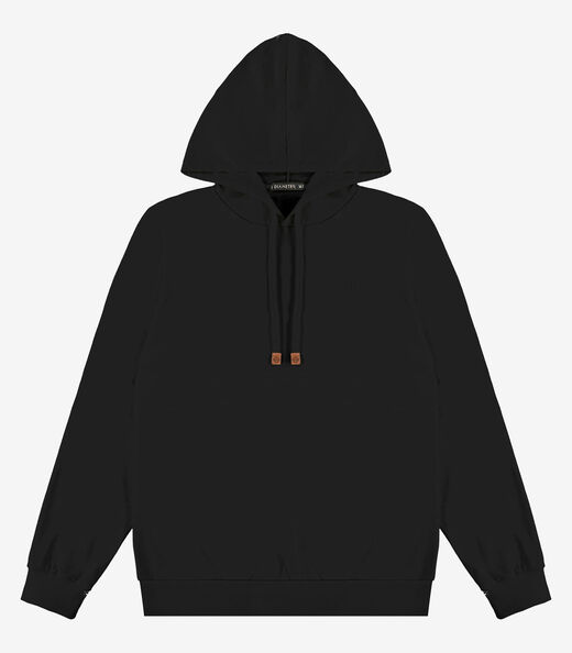 Camiseta Manga Longa Com Capuz Diametro Preto