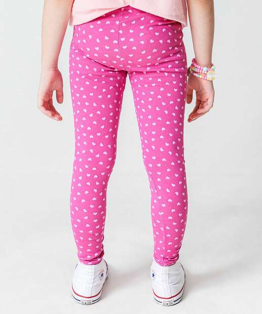 Calça Infantil Legging Corações Marisa Tam 4 a 10 Rosa
