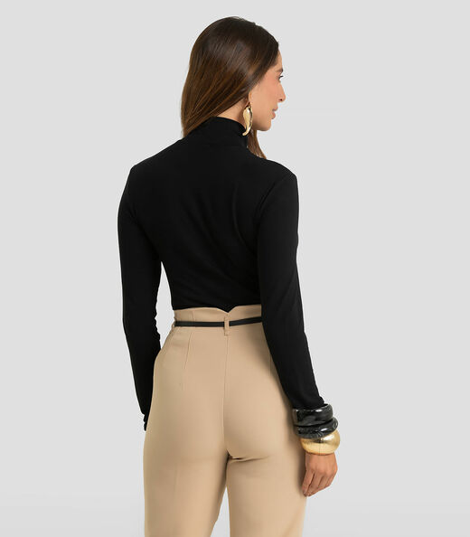 Blusa Feminina Manga Longa Visco Premiere Dianna Preto