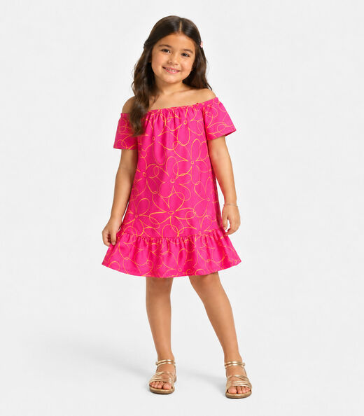 Vestido Infantil Estampado Infinita Cor Rosa