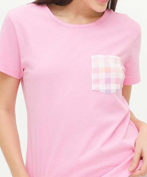 Pijama Feminino Manga Curta Quadriculada Marisa