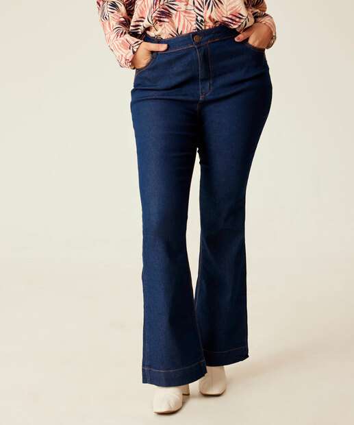 Calça Plus Size Feminina Jeans Flare