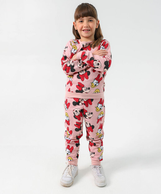 Image_Calça Infantil Moletom Minnie Disney Tam 4 a 10 Rosa