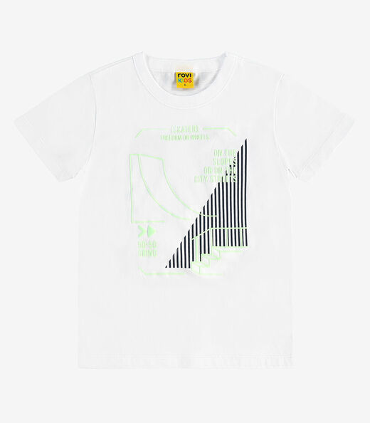 Camiseta Infantil Menino Meia Malha Rovi Kids Branco