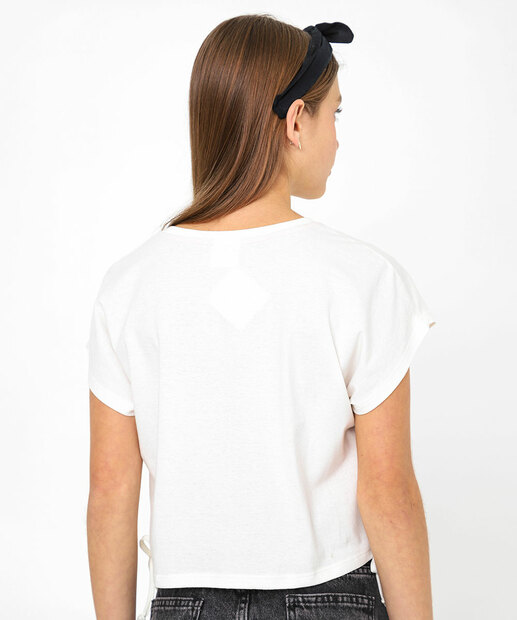 Blusa Juvenil Cropped Estampa Frase Marisa Tam 10 a 16 Branco